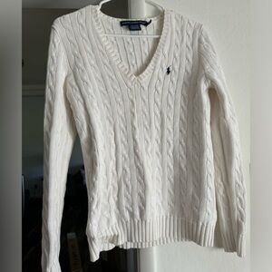 Polo Ralph Lauren Cable-Knit Cotton V-Neck Sweater